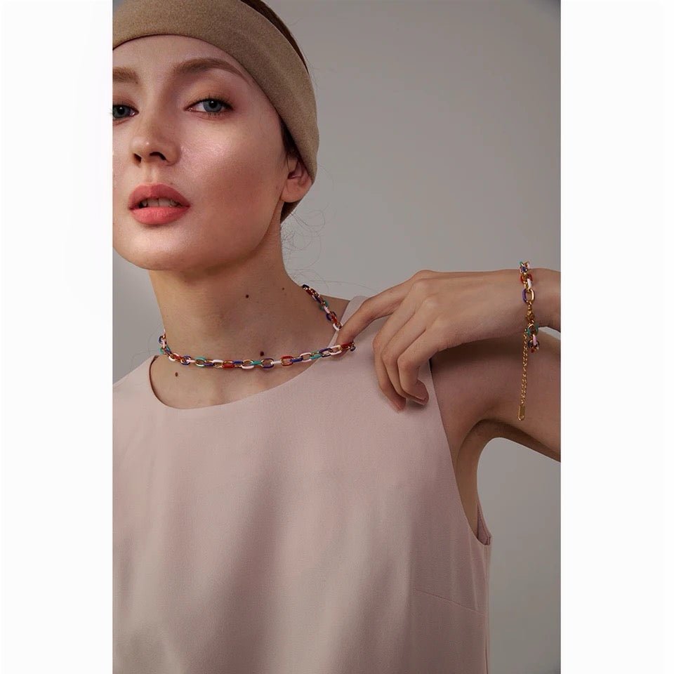 The Min Rainbow Cuban Chain Necklace - C.J.ROCKER
