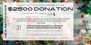 $2,500 DONATION - THE 2023 C.J.ROCKER NEW BEGINNINGS FUNDRAISER GALA - C.J.ROCKER