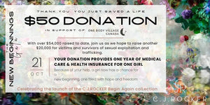 $50 DONATION - THE 2023 C.J.ROCKER NEW BEGINNINGS FUNDRAISER GALA - C.J.ROCKER