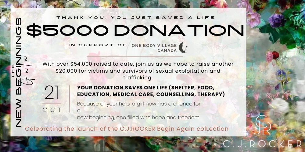 $5,000 DONATION - THE 2023 C.J.ROCKER NEW BEGINNINGS FUNDRAISER GALA - C.J.ROCKER