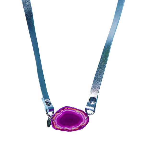 The Ash Leather Necklace Bracelet Pink Agate C.J.ROCKER