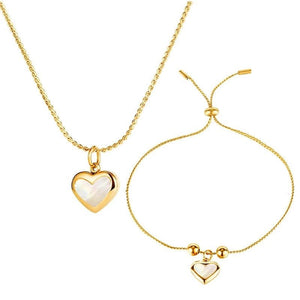 The J’adore Heart Pendent Necklace + Bracelet Bundle - C.J.ROCKER