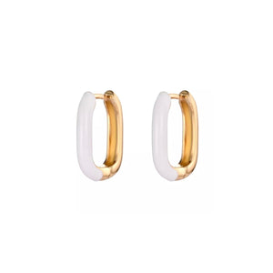 The Kat Gold & White Hoop Earrings - C.J.ROCKER