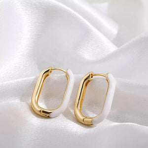 The Kat Gold & White Hoop Earrings - C.J.ROCKER