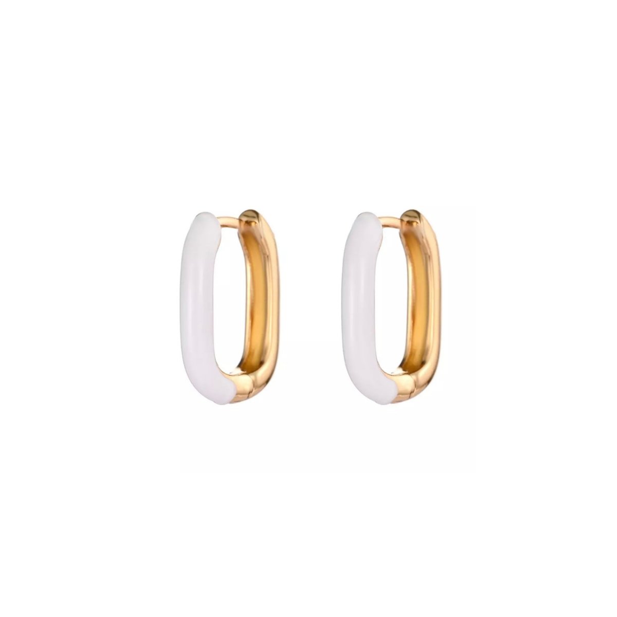 The Kat Gold & White Hoop Earrings - C.J.ROCKER