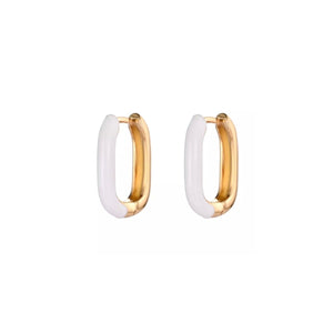 The Kat Gold & White Hoop Earrings - C.J.ROCKER