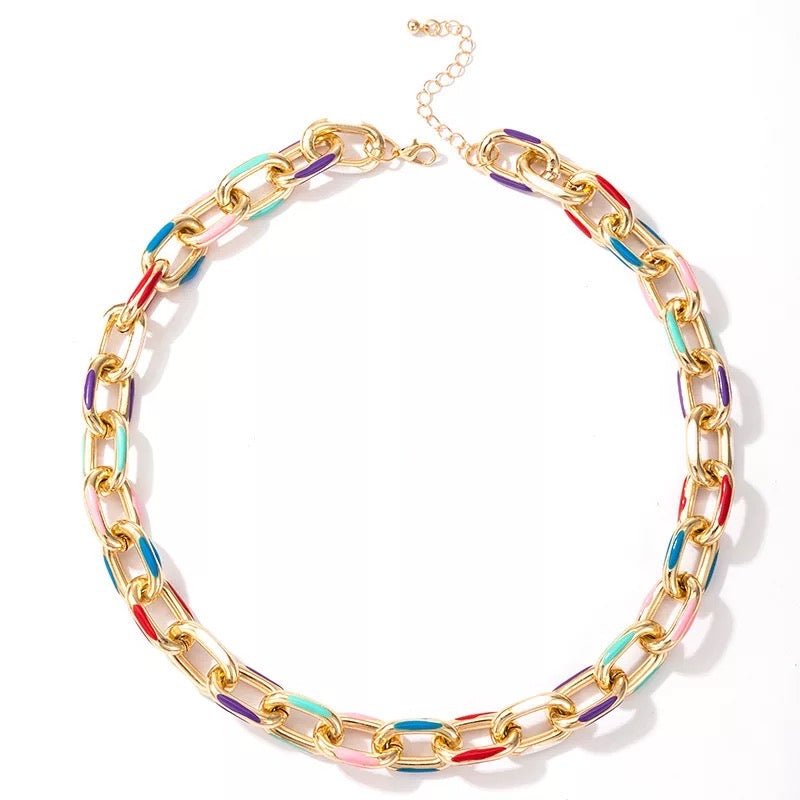 The Min Rainbow Cuban Chain Necklace - C.J.ROCKER