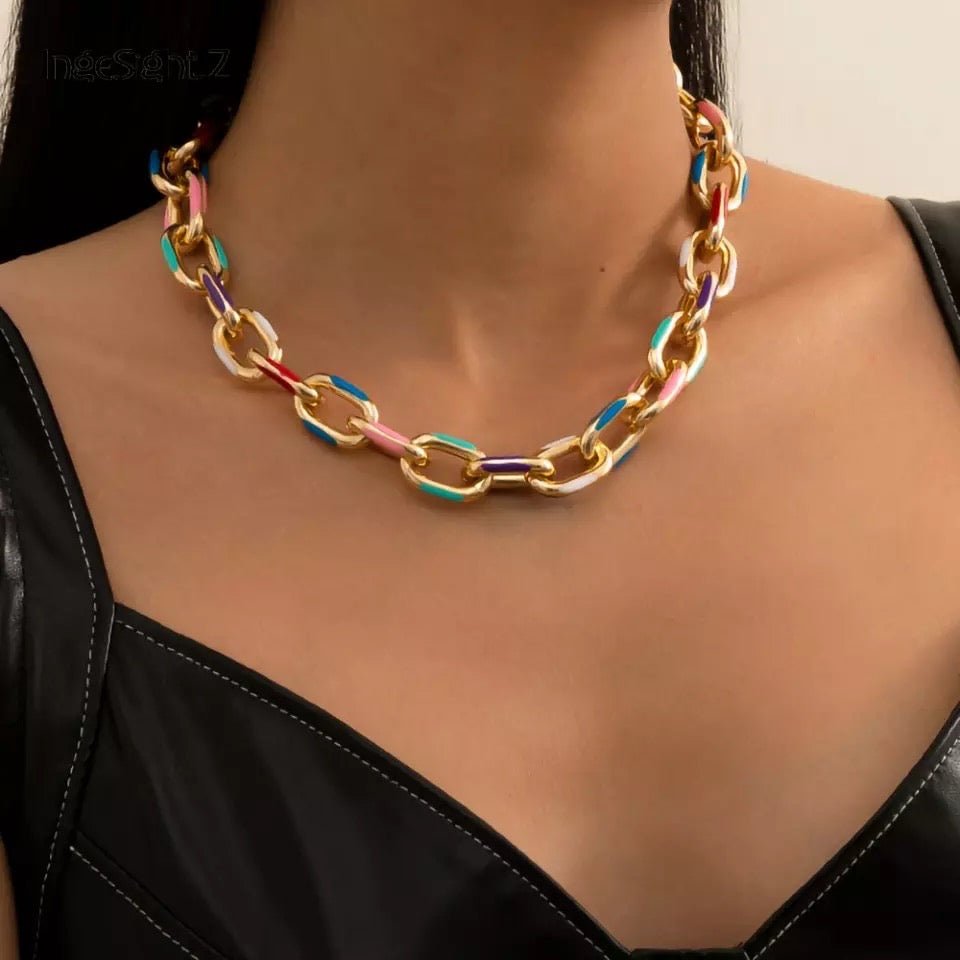 The Min Rainbow Cuban Chain Necklace - C.J.ROCKER