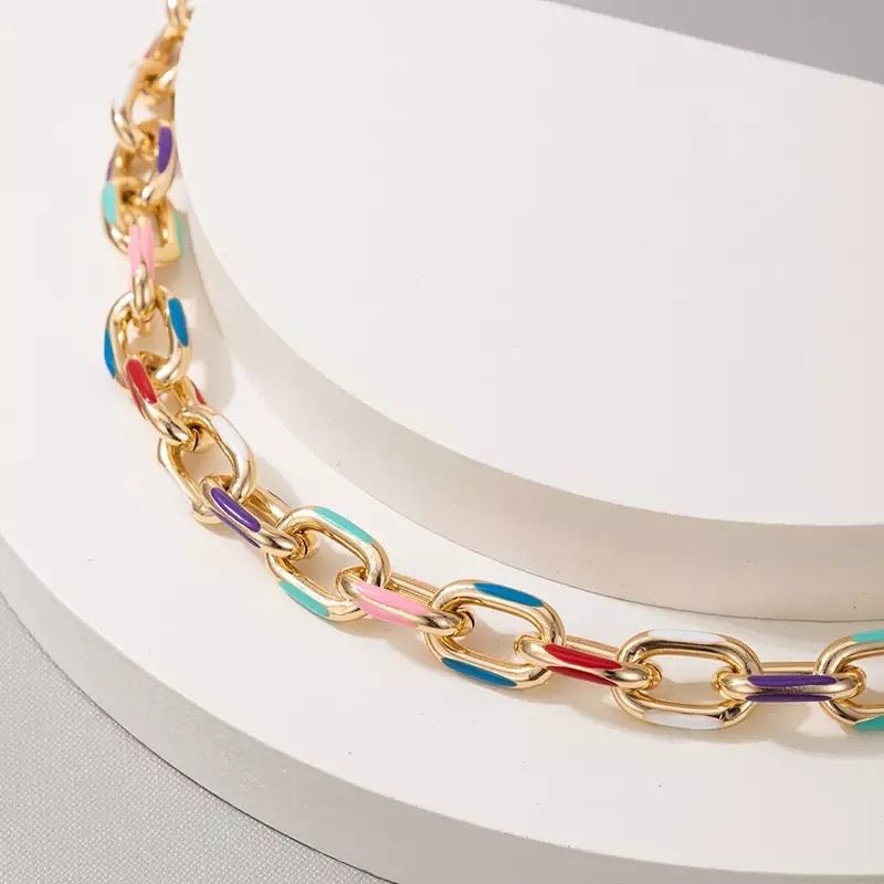 The Min Rainbow Cuban Chain Necklace - C.J.ROCKER