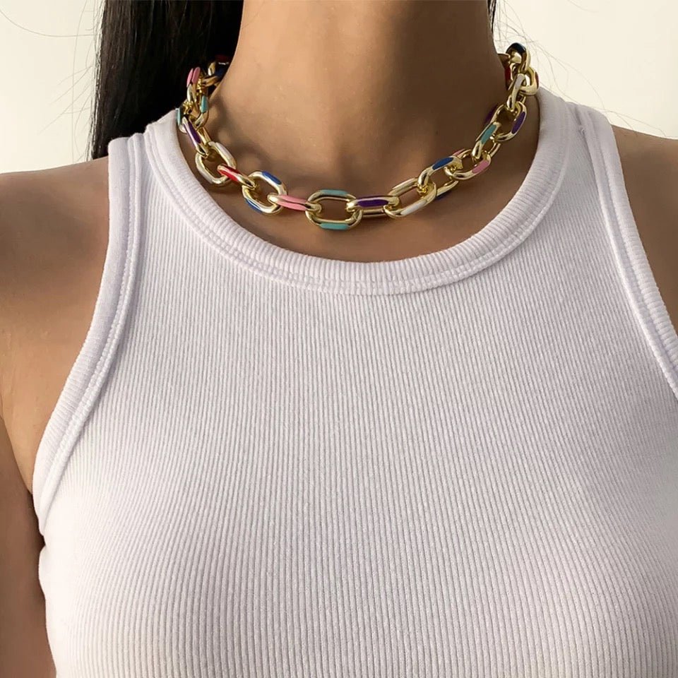 The Min Rainbow Cuban Chain Necklace - C.J.ROCKER
