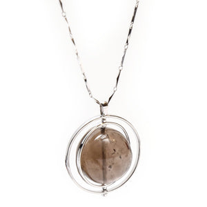 THE ORBITAL NECKLACE SILVER WITH DARK STONE - C.J.ROCKER