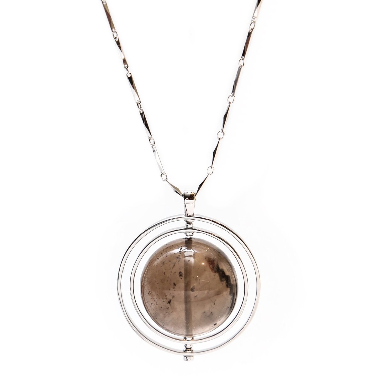 THE ORBITAL NECKLACE SILVER WITH DARK STONE - C.J.ROCKER