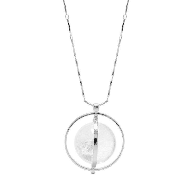 THE ORBITAL NECKLACE SILVER WITH LIGHT STONE - C.J.ROCKER