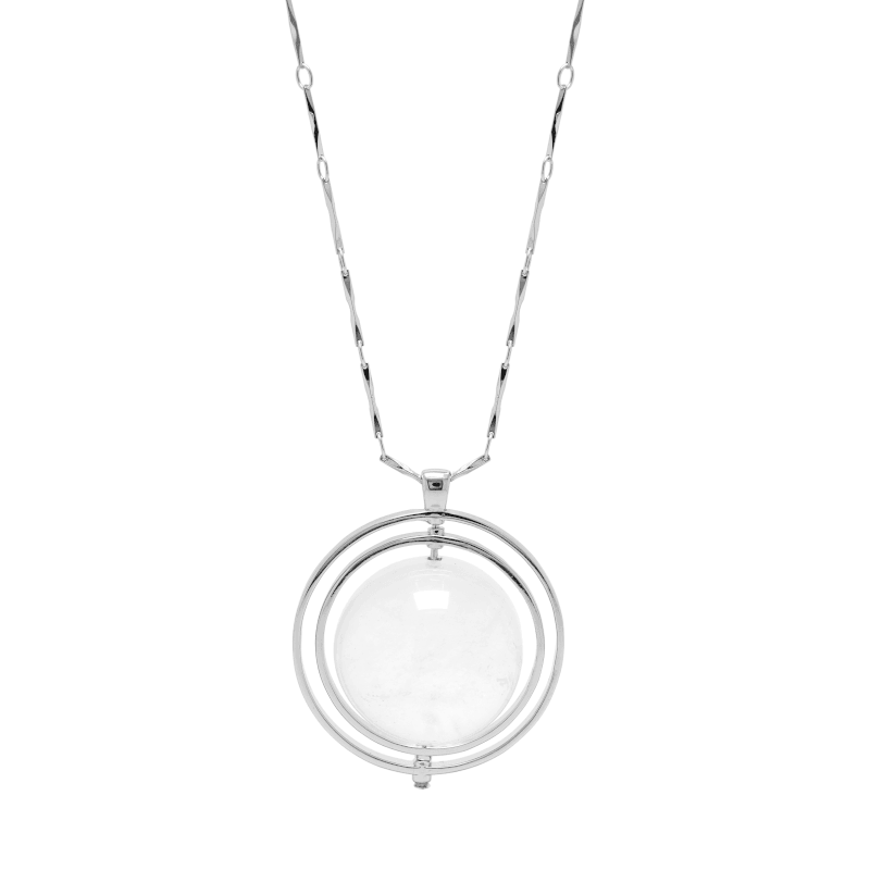 THE ORBITAL NECKLACE SILVER WITH LIGHT STONE - C.J.ROCKER